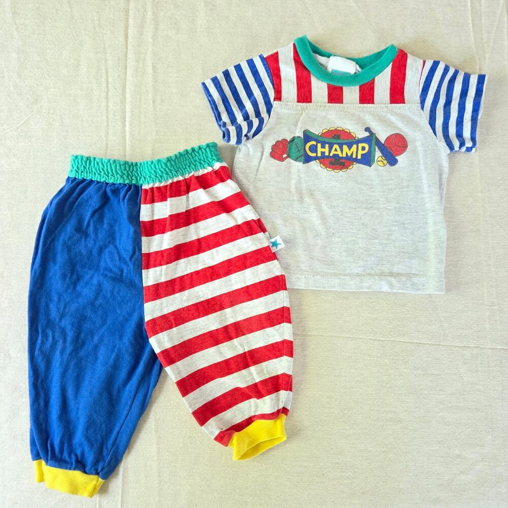 Vintage Champ Colorful Matching Set 9-12 months